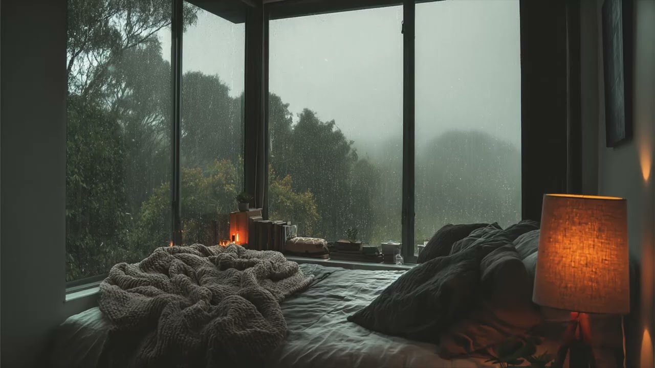 Soothing Mountain Rain 🌧️ Heavy Rain on Deck Outside Bedroom for Deep Sleep