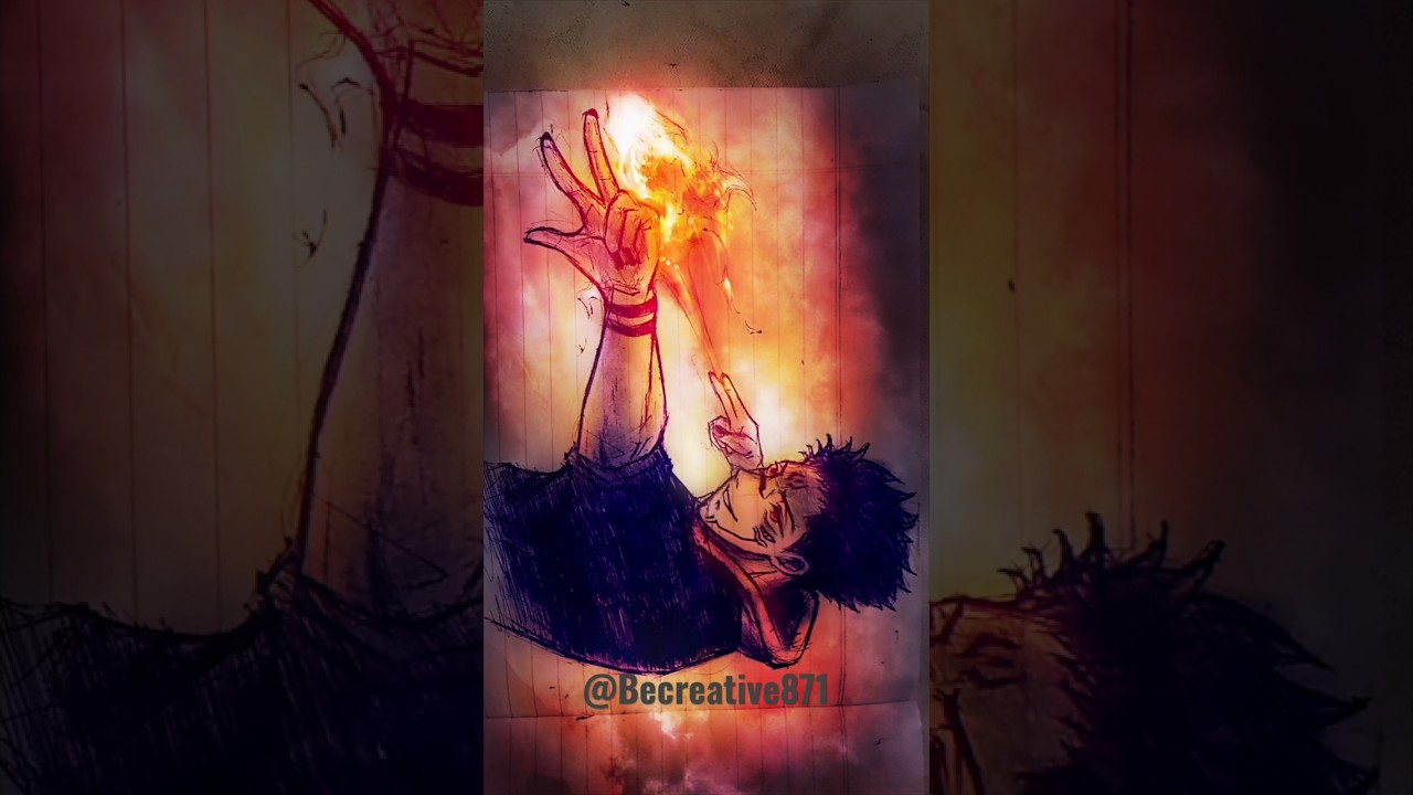Drawing Sukuna killing Jogo Using fire Arrow |Glow art| 