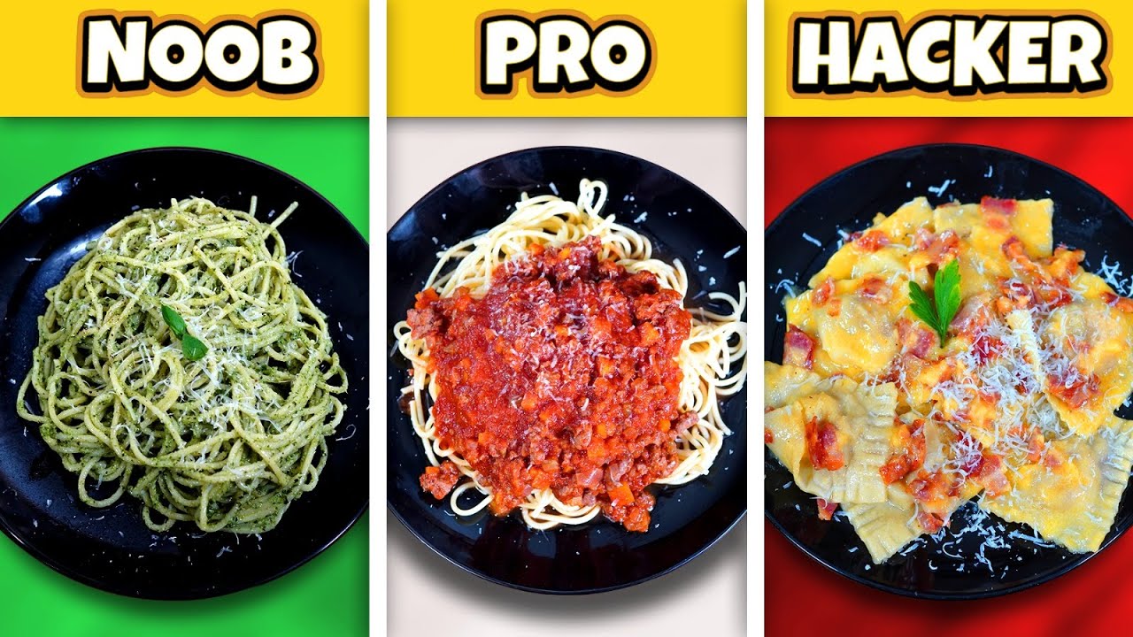 NOOB vs PRO vs HACKER ESPAGUETIS y PASTA 🍝