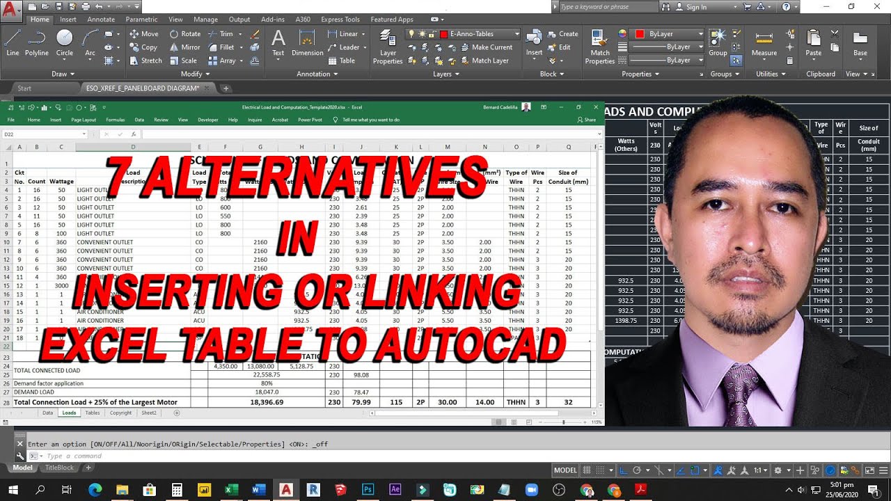 7 Alternatives in Inserting or Linking Excel Table to AutoCAD