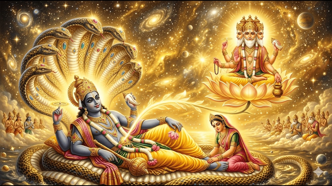 ॐ शान्ताकारं भुजगशयनं | Peaceful Lord Vishnu Cosmic Chant | Anant Sheshnag Status