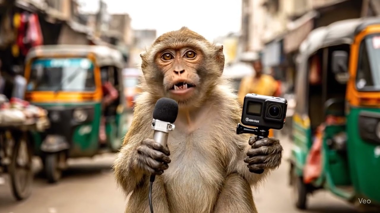 Street food delivery monkey vlog ai #ai #viral 