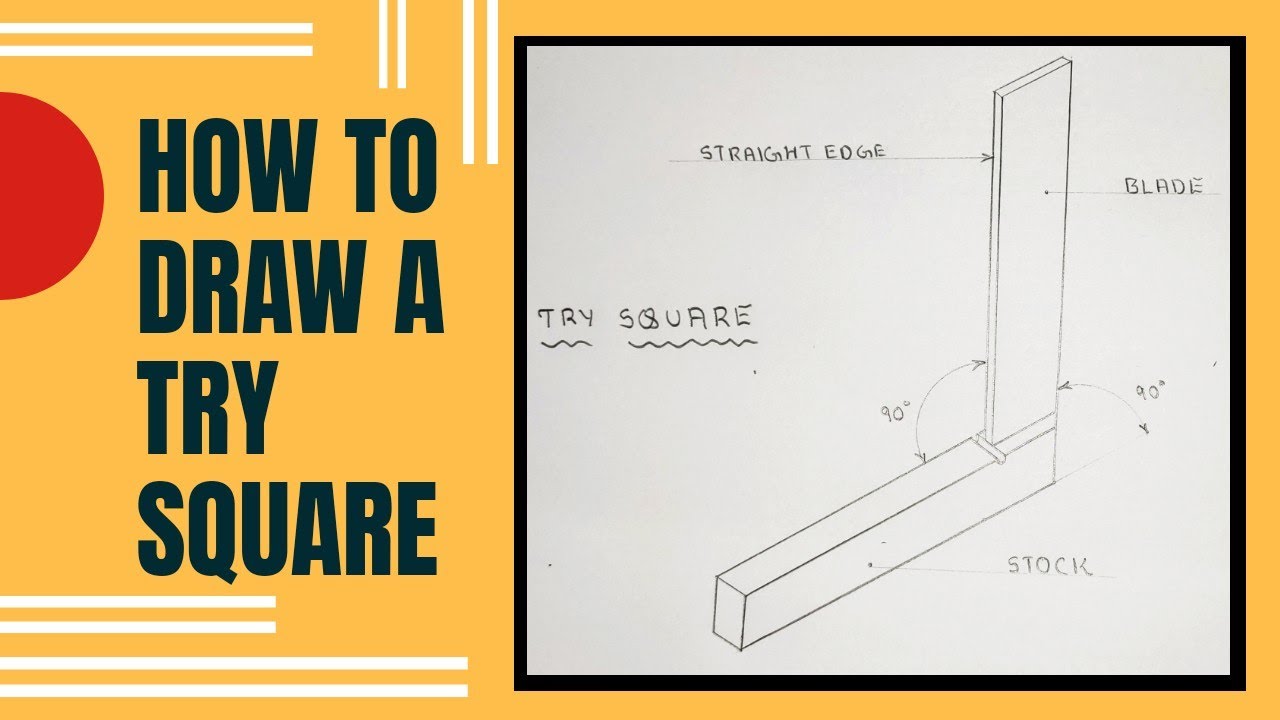try square drawing, How to draw a try square | try square kaise draw kare.