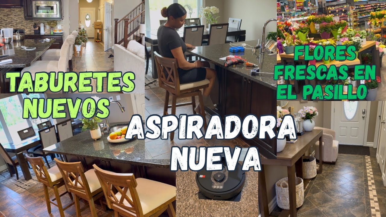 Salgo a comprar flores frescas para el pasillo. Llegaron los taburetes y la aspiradora robot Lulú