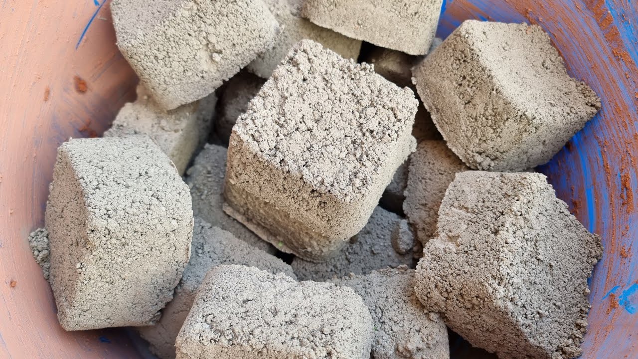Reused Pure Cement Block shapes Dry Crumbling ASMR Satisfying