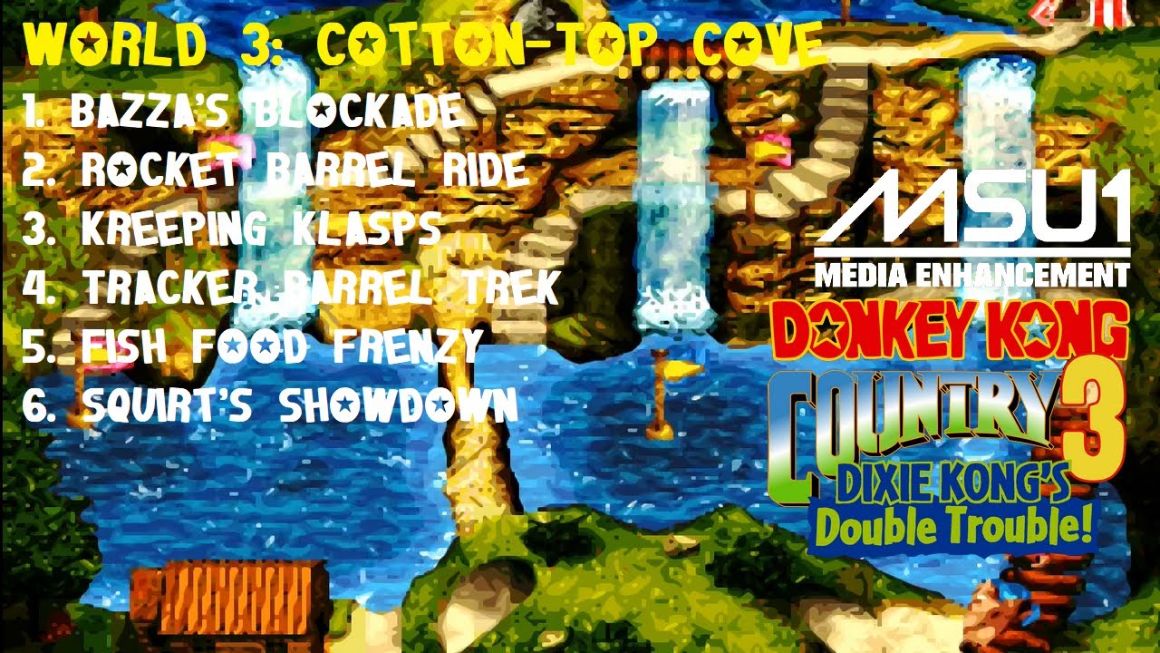 Donkey Kong Country 3 (SNES|GBA MSU1) (103%) (3|9) / World 3: Cotton-Top Cove [4:3/4K@60]
