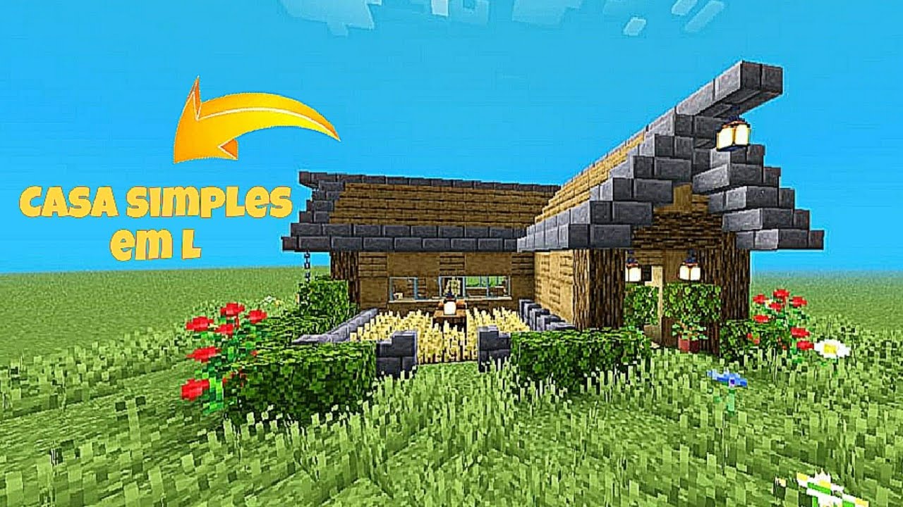 Como fazer uma casa simples em L * com resultado sem shader* | Tutorial Minecraft |