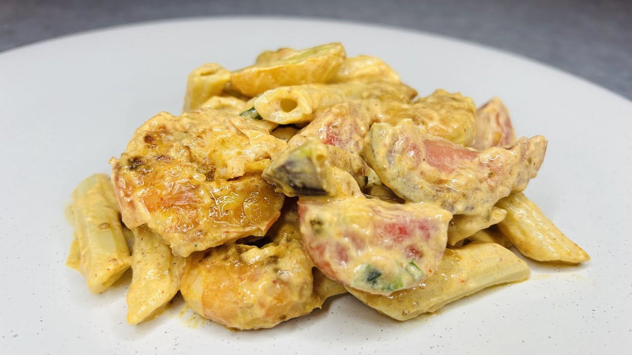 Pâtes aux Crevettes | Recette saine au fromage blanc 🦐
