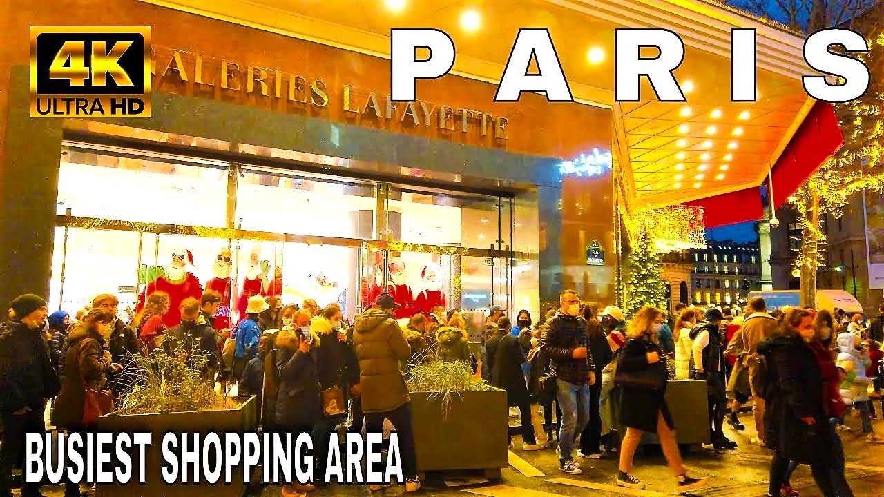 🇫🇷Paris France New Year Rush Hour Shopping 4K - Crowded Shopping Area