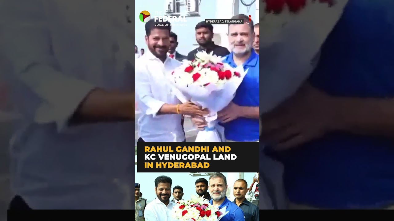 Rahul Gandhi and KC Venugopal arrive in Hyderabad