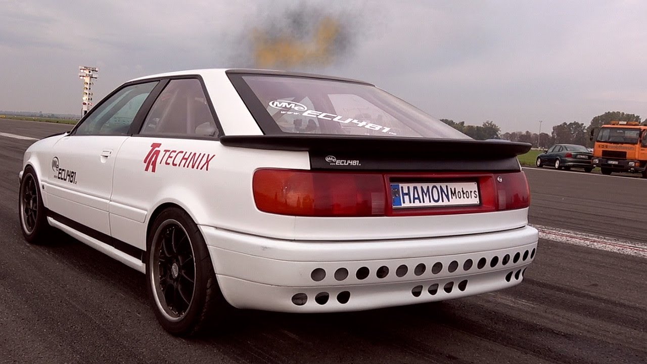 1300HP Audi S2 Turbo Launch Control Acceleration 0-300 & Sound