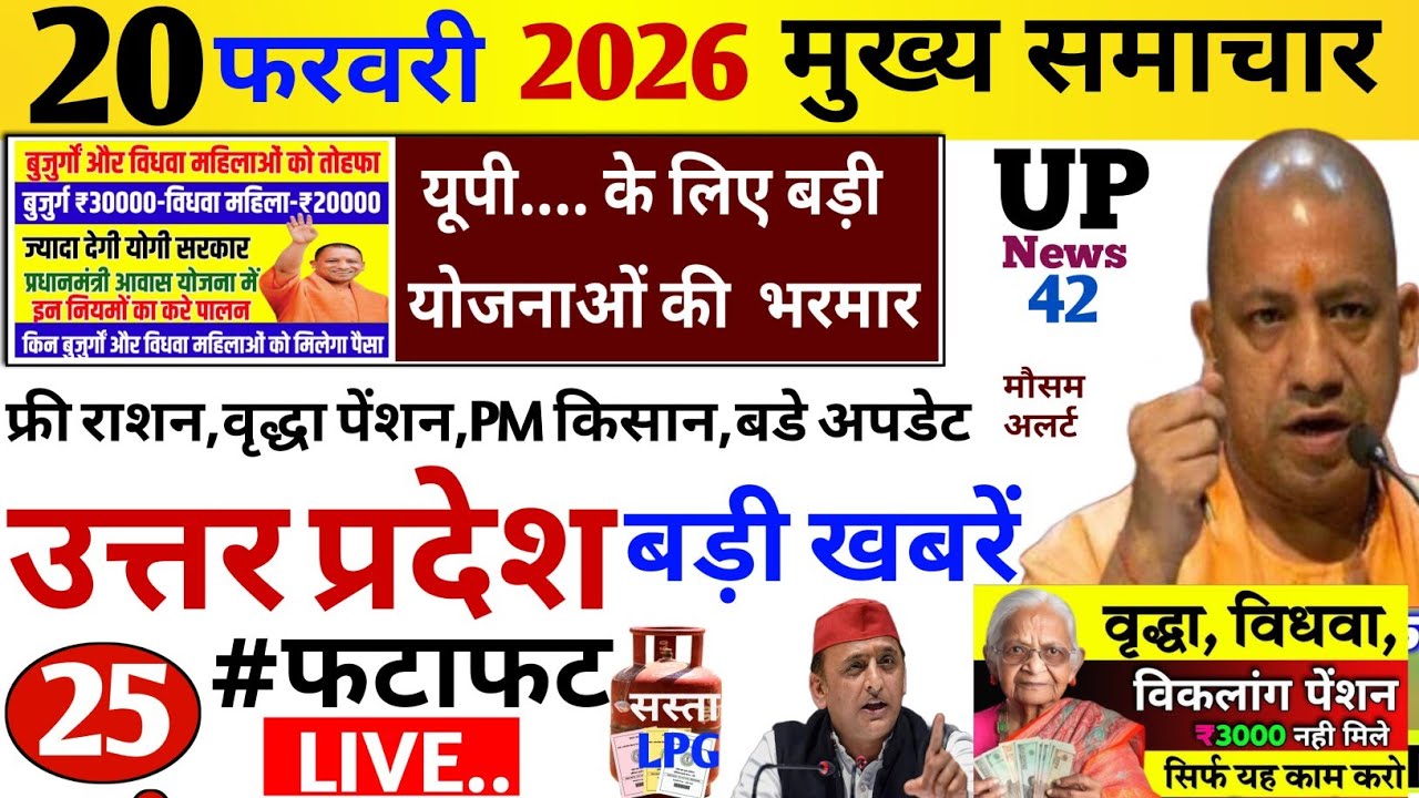 Up Breaking News 20 फरवरी 2026 | Uttar Pradesh News | Today Up News | Cm Yogi | Pm Modi News,