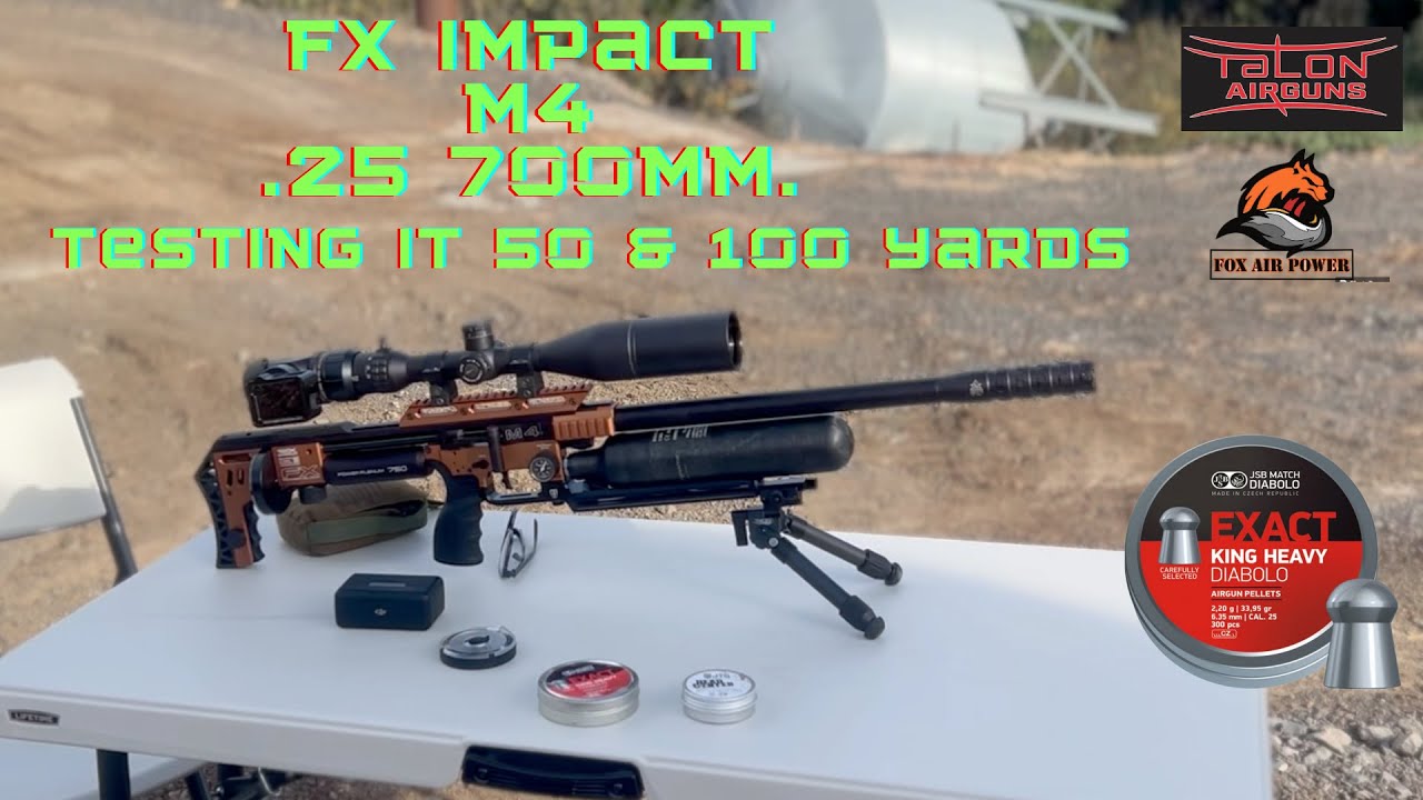 FX Impact M4 Sniper .25 Review (Español) Probándolo a 50 & 100 Yardas Pellets 34gr.