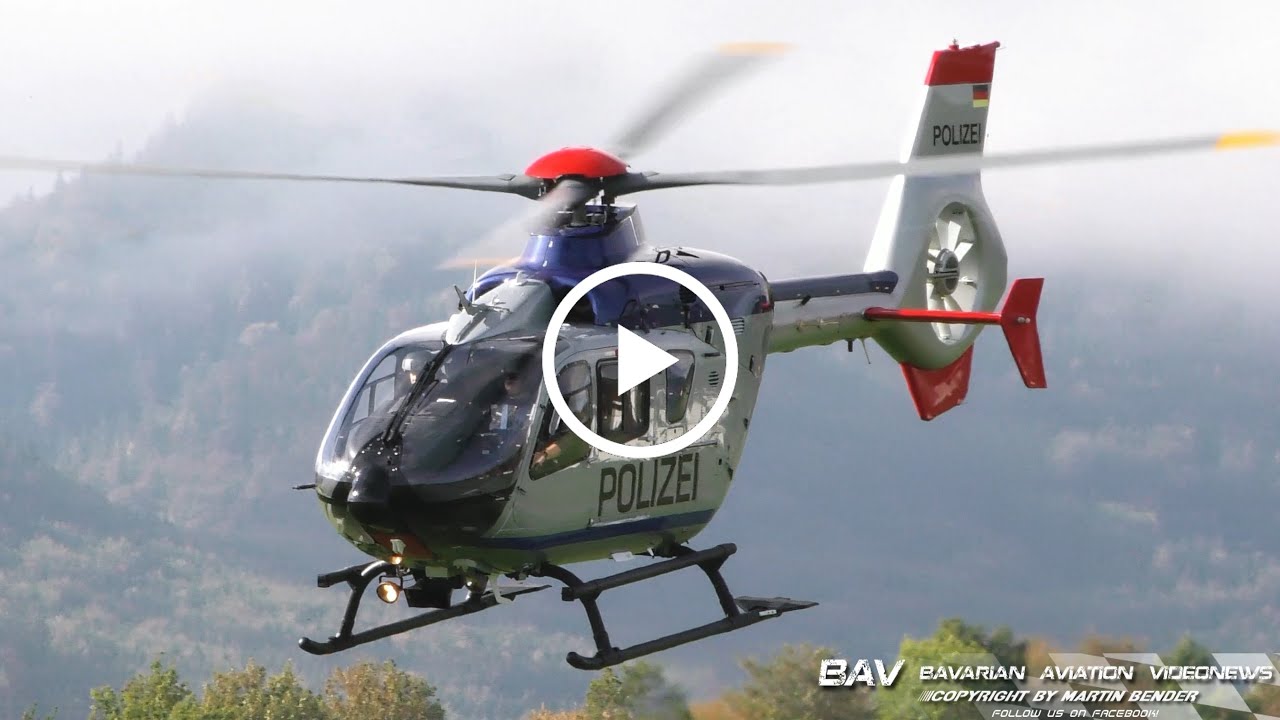 Eurocopter EC-135 & Airbus Helicopters H145 - German Police - takeoff at Füssen Gliderfield