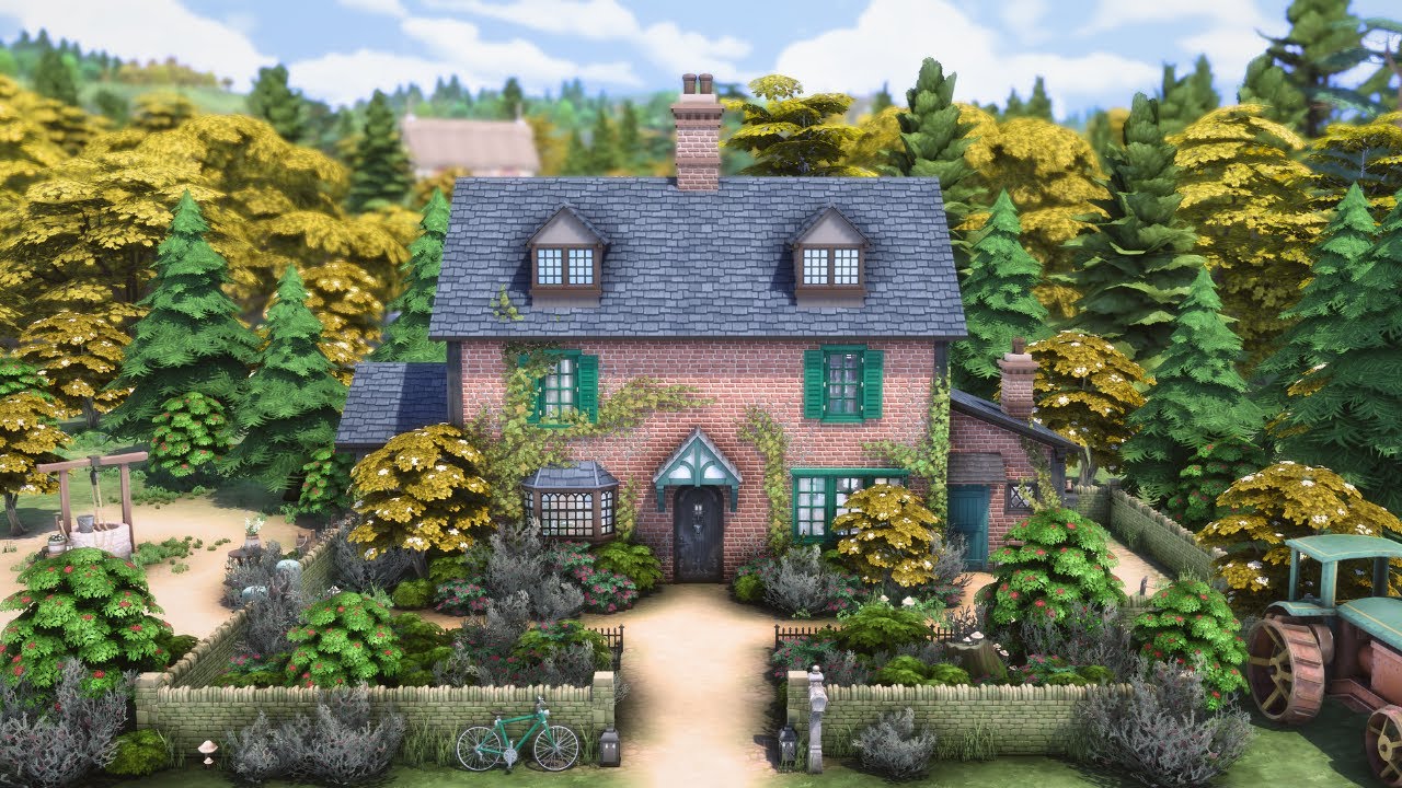 English Brick Cottage 🍂🌲| The Sims 4 | Speed Build with Ambient Sound | No CC