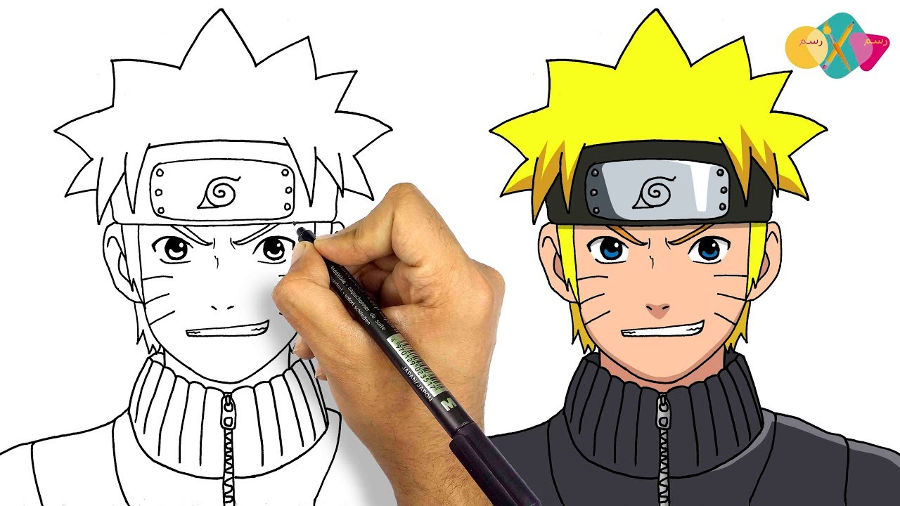 رسم ناروتو من انمي ناروتو | كيف ترسم ناروتو خطوة بخطوة للمبتدئين |  drawing naruto