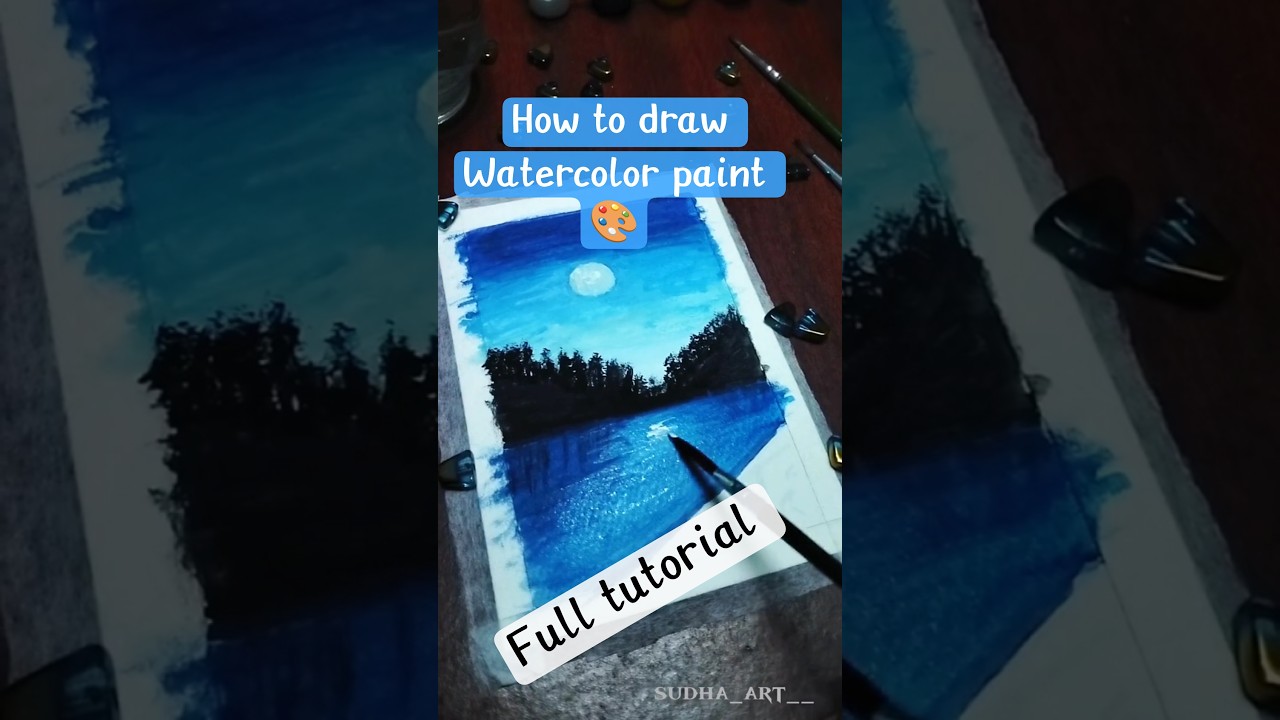 how to draw moonlight watercolor painting/ full tutorial 