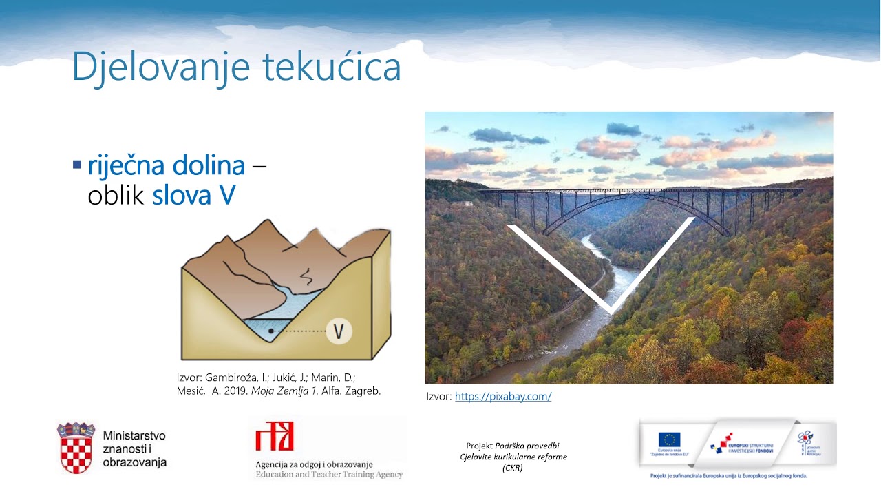 Geografija 5. r. OŠ - Promjenjivost reljefa pod utjecajem vanjskih procesa (djelovanje leda i vode)