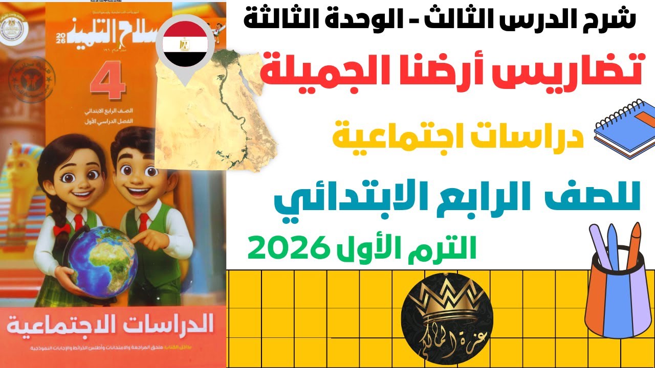 شرح درس تضاريس أرضنا الجميلة 🌍 دراسات اجتماعية الصف الرابع الابتدائي الترم الأول 2026