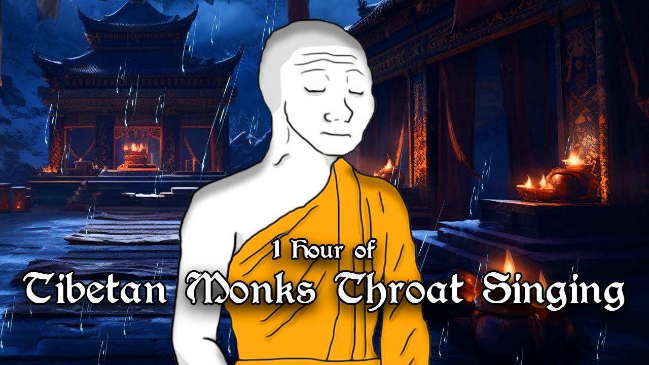 1 Hour of Tibetan Monks Throat Singing in a rainy Himalaya's Temple (432 hz) Deep Trance Meditation