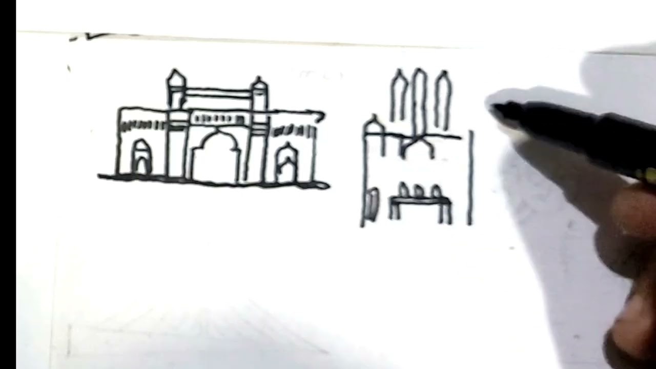 Getaway of India & Indian. structures   vector drawing ✨️