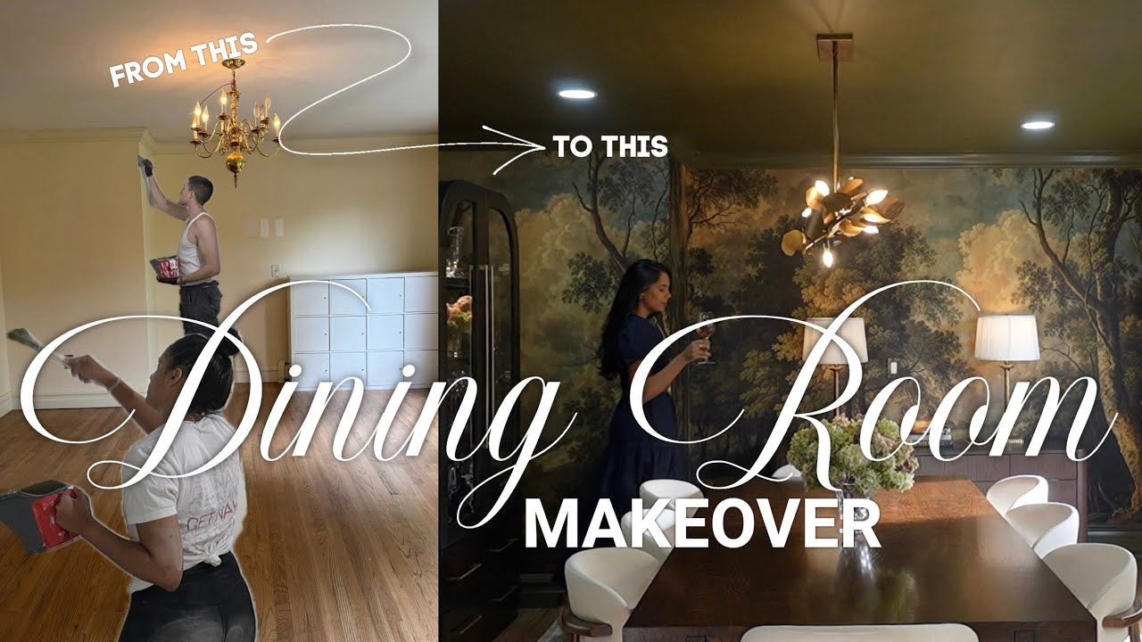 Dining Room Makeover | Installing Wallpaper, Recessed Lights + Decorating