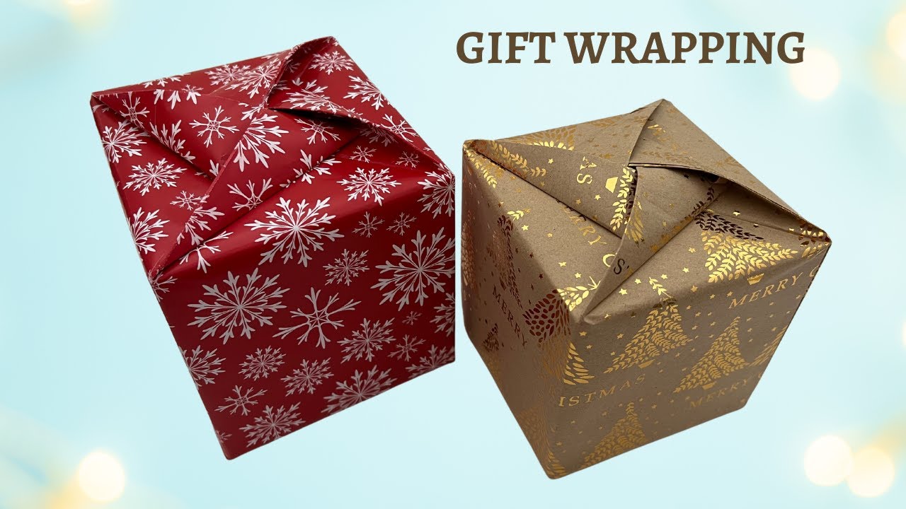 gift wrapping for Christmas gifts/ DIY how to wrap a square box/ gift wrapping idea