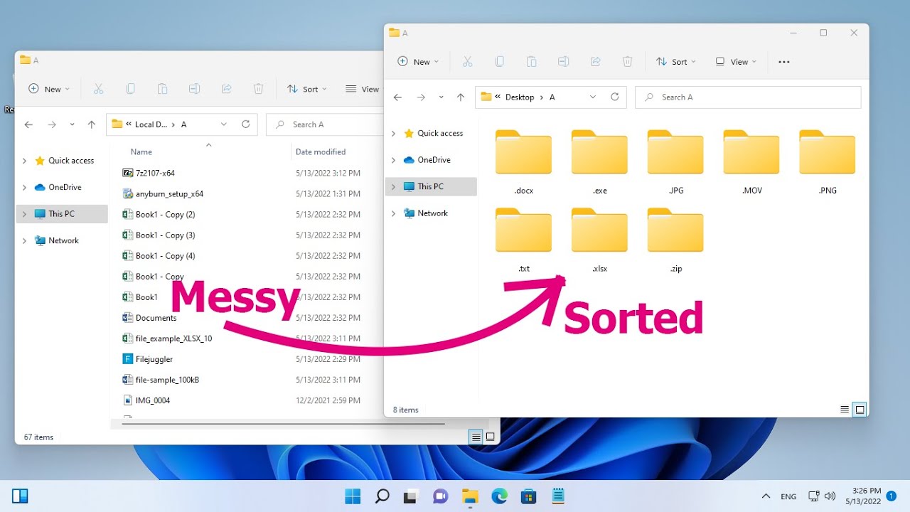 How to sort files by extension