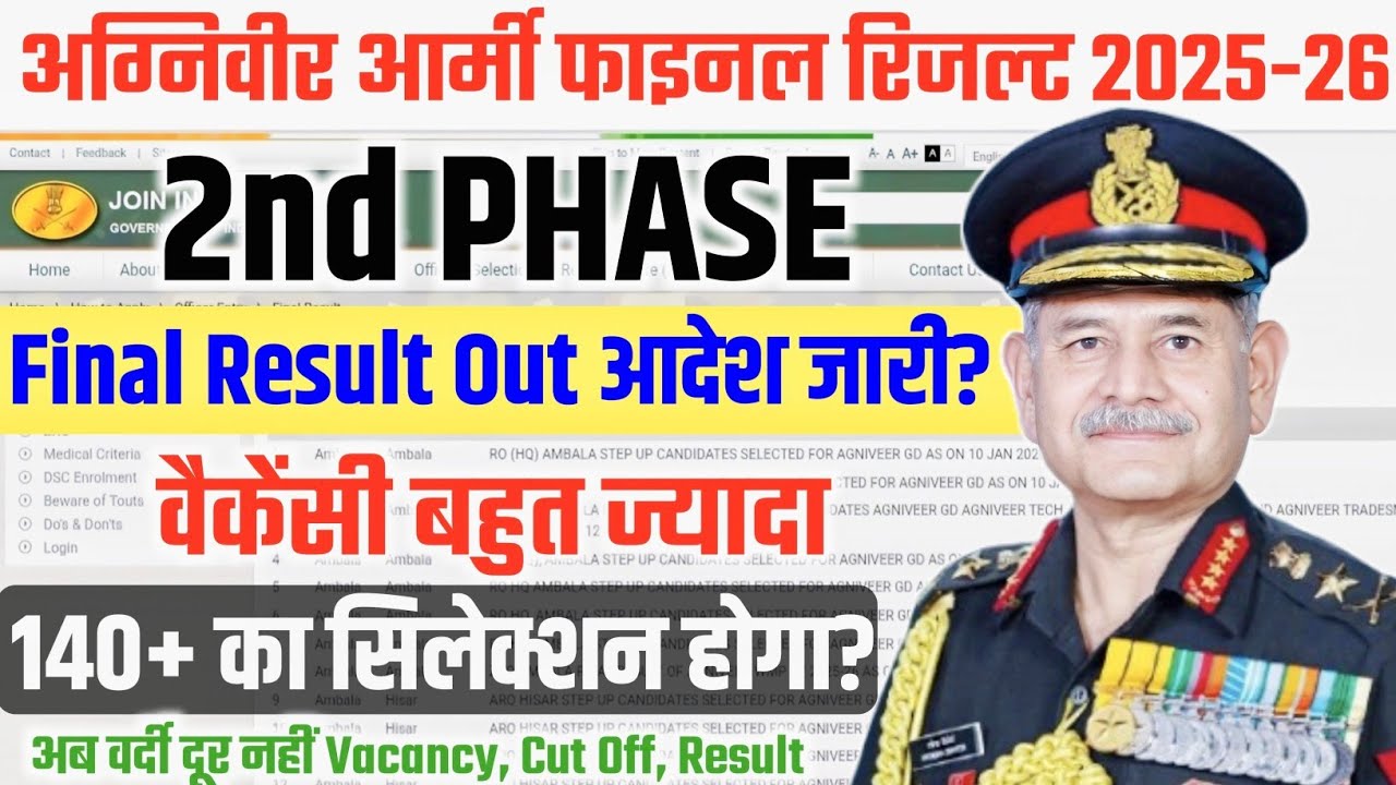 Army 2nd Phase Final Result Out आदेश जारी?| Agniveer Army Final Merit List 2025 | Army Final Result 