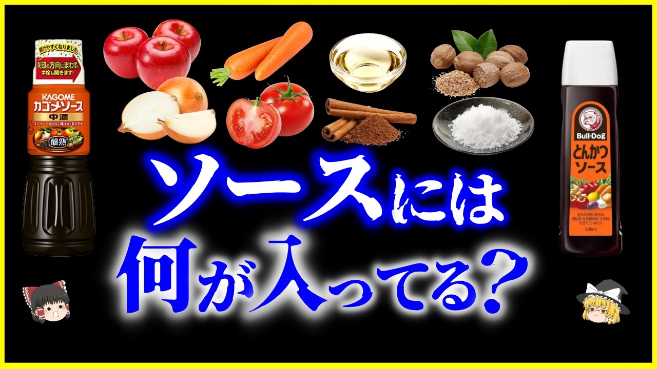 【ゆっくり解説】世界と全く違う進化をした調味料…「ソース」には何が入っている？を解説/ウスター・中濃・とんかつソース…なぜ日本だけ種類が増えたのか