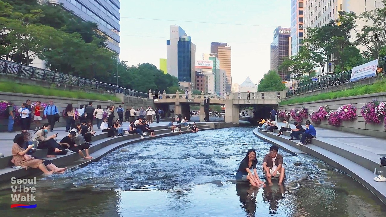 Cheonggyecheon Seoul Walk | We Walked Into a K-Pop Idol Stage Being Filmed... Then It Got Peaceful 😱