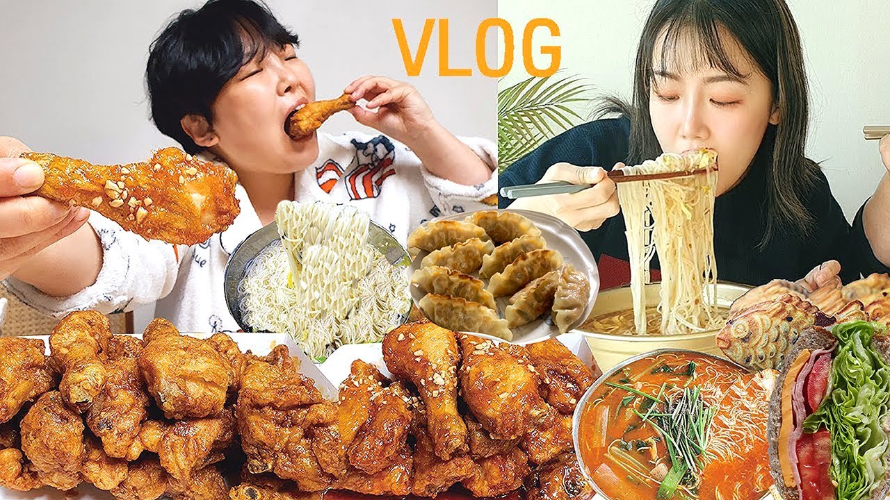 집순이 자매의 24시 먹방 브이로그(ft. 호식이두마리치킨 잔치국수 갱시기죽 감자샌드위치 붕어빵×휘핑크림 호떡 김치만두 ) Mukbang VLOG