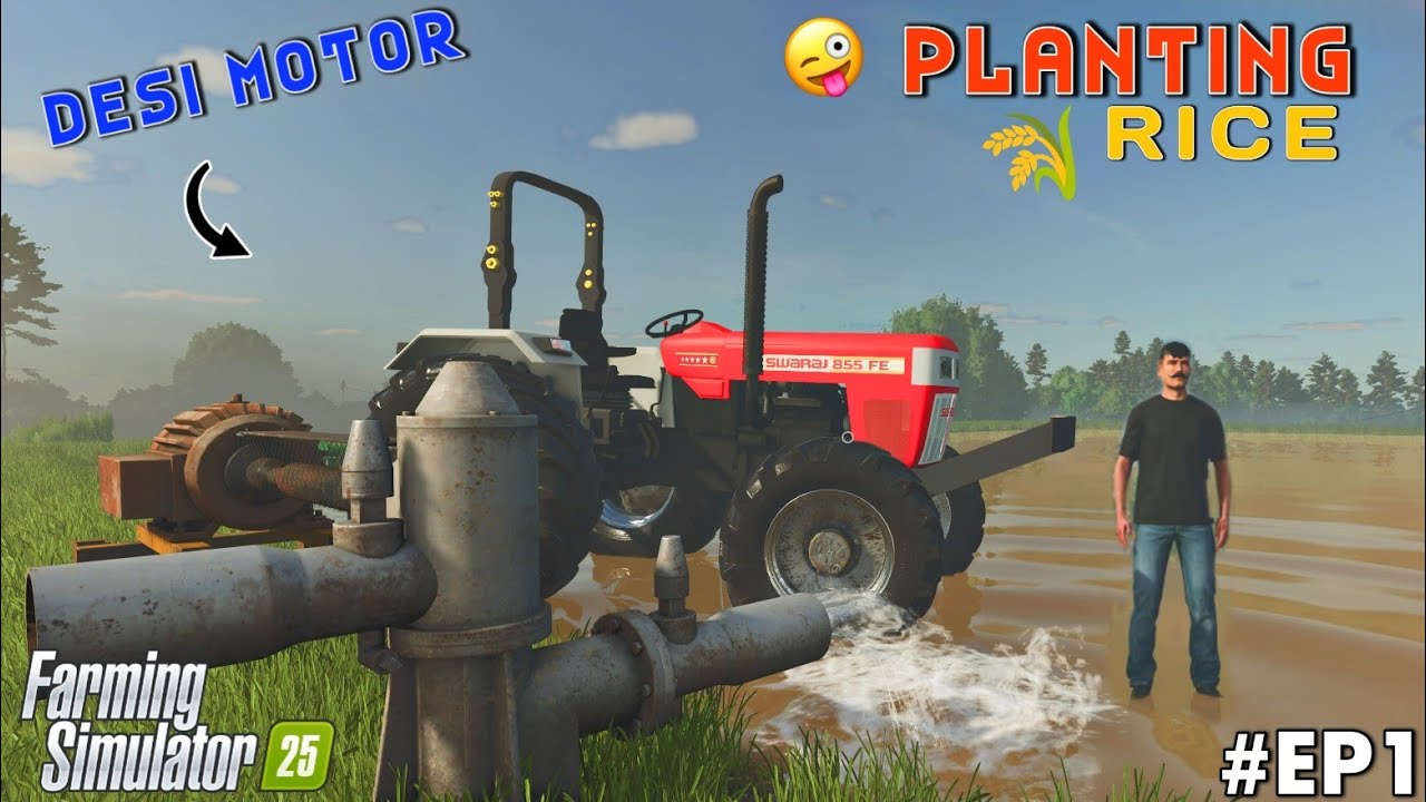 Planting Rice 🌾 With Desi Motor | Fs25 gameplay in punjabi💥 | Fs25 indian tractor mod