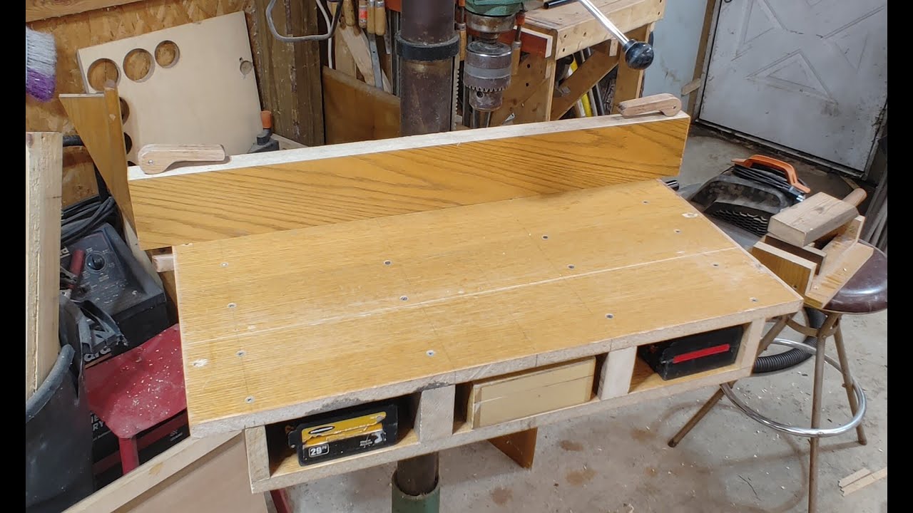 Drill Press Table with Quick-Release Fence Clamps