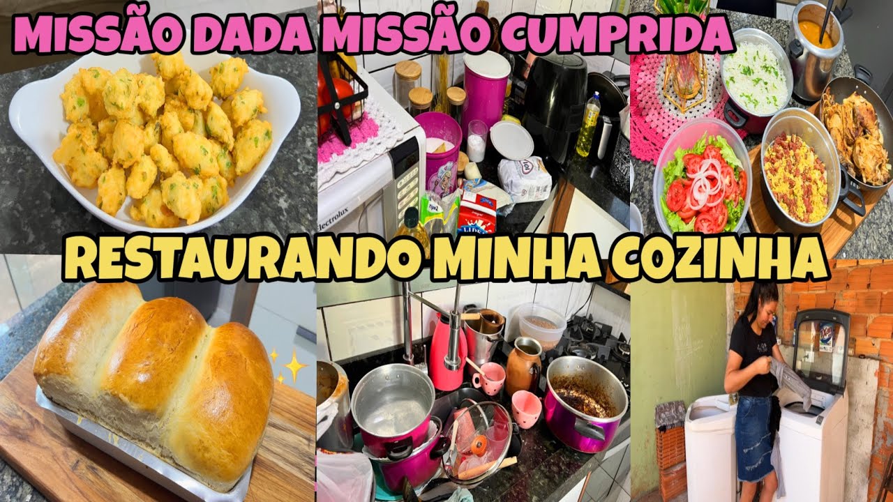 RESTAURANDO A MINHA COZINHA ESTÁVA UM CAOS🪚🔥FIZ PÃO CASEIRO QUE NÃO VAI OVO😱 BOLINHO DE ARROZ 