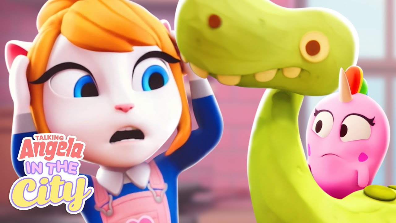 Baking a Dino Cake 🦖🍰 Talking Angela: In the City | Cartoons for Kids