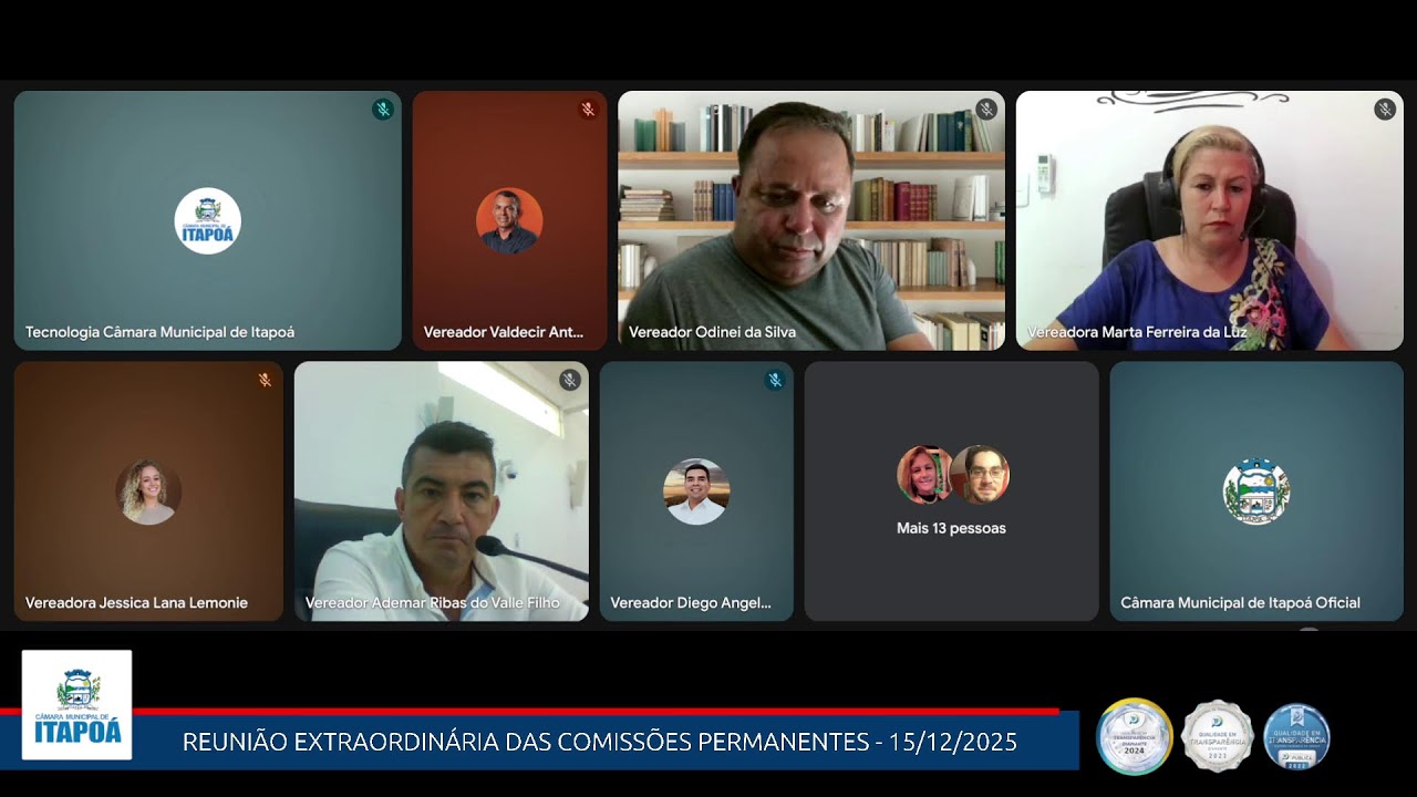 9ª Extraordinária das Comissões Permanentes da 1ª Sessão Legislativa da 10ª Legislatura - 15/12/2025