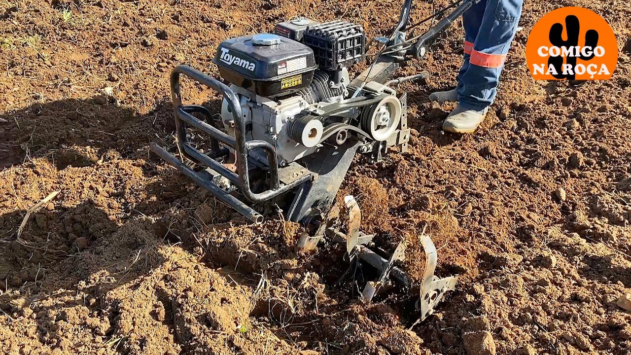 "TRATORITO", MOTOCULTIVADOR TOYAMA ARANDO A TERRA PARA PLANTIO DE FEIJÃO. 