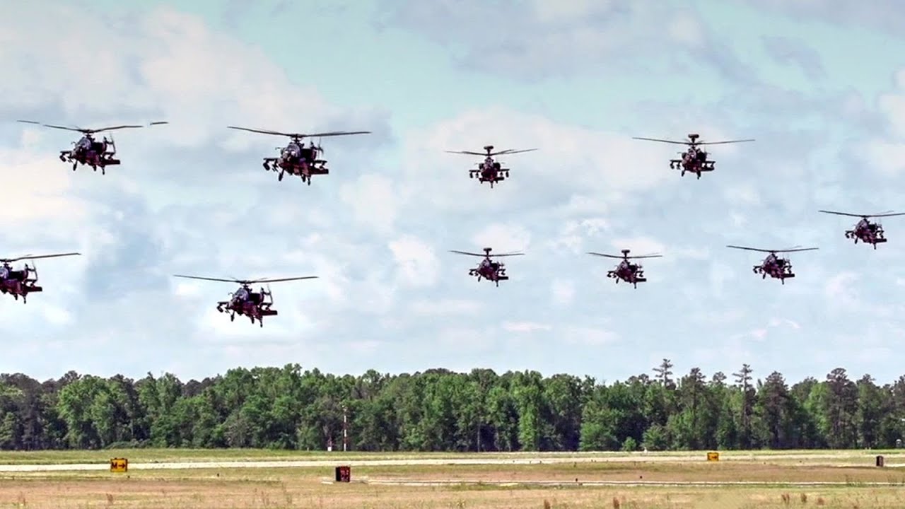 AH-64 Apache Helicopters Mass Launch