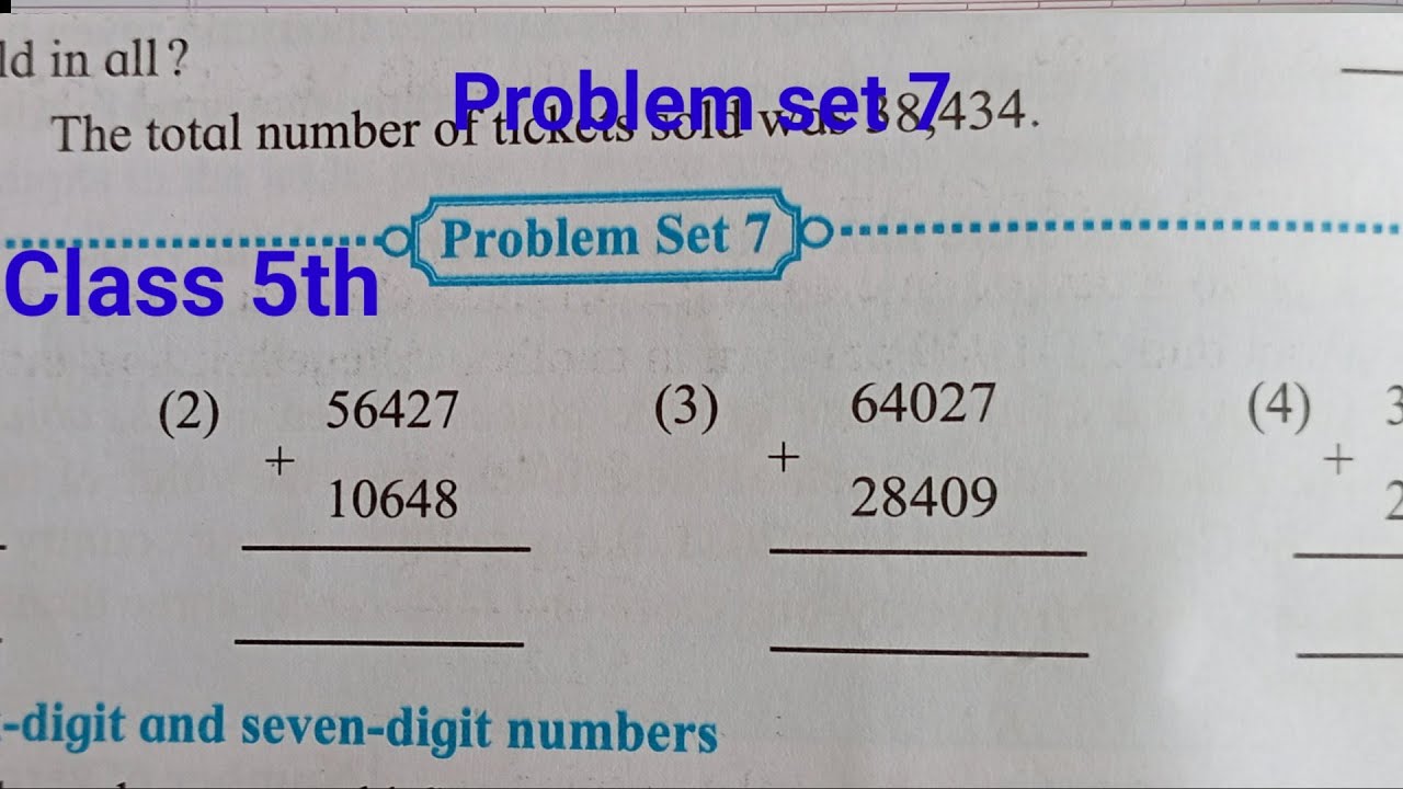 Problem set 7 class 5th maths | Addition and subtraction