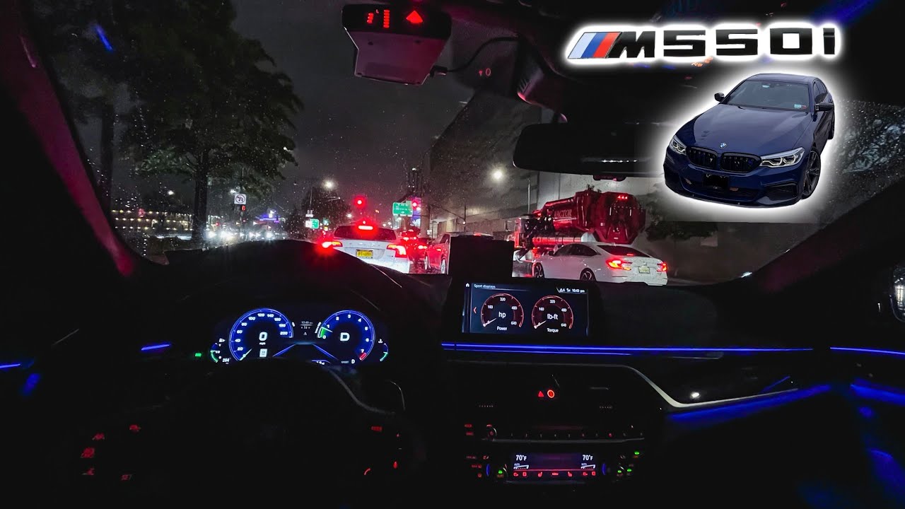 BMW M550I RAINY NIGHT POV DRIVE | NEW YORK CITY