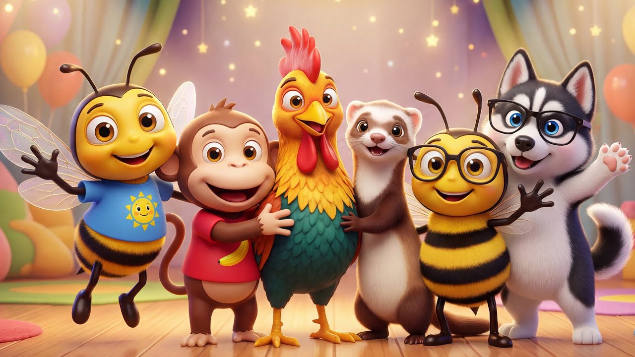 La Abeja Baila Juguetonamente, El Mono y El Gallo Bailan 🐝🐵🐔🎶 Canciones Infantiles en Español