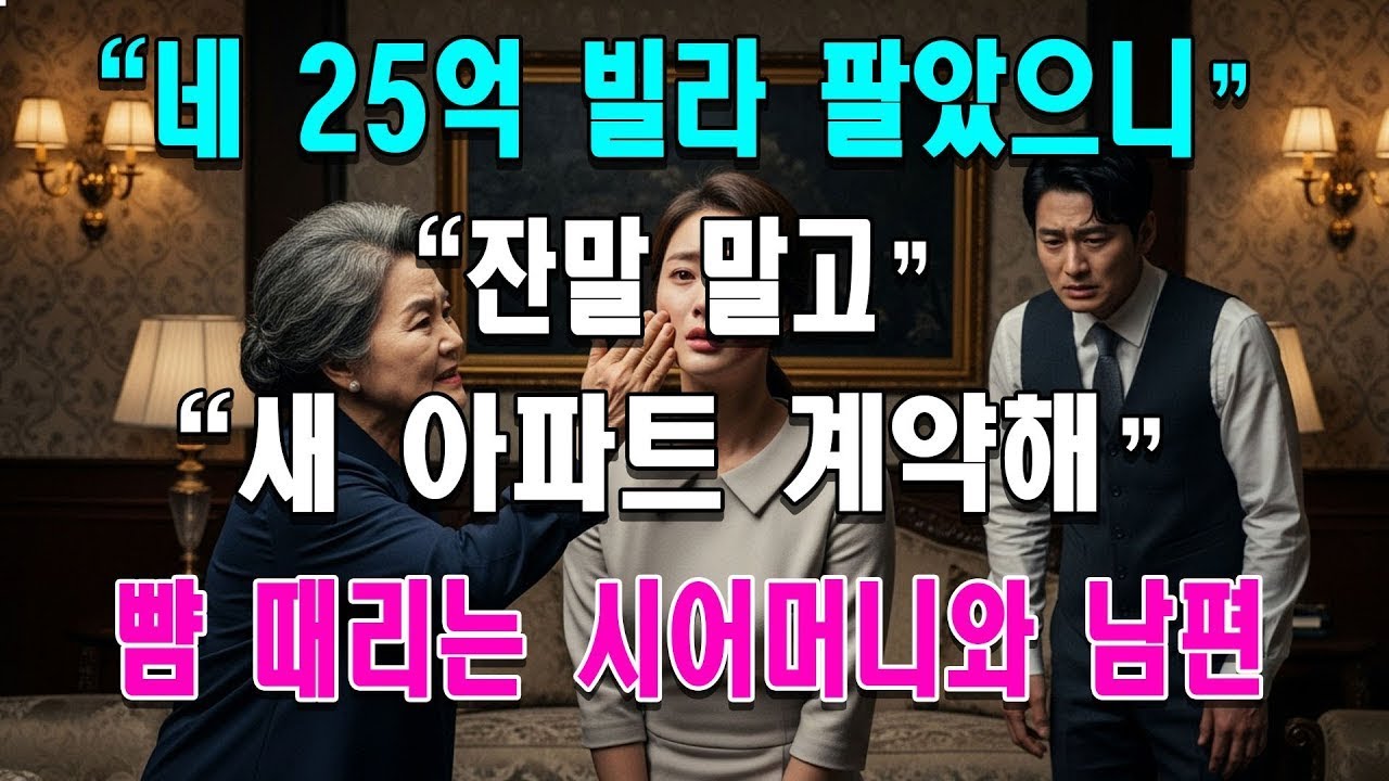 네 25억 빌라 팔았으니 잔말 말고 새 아파트 계약해 뺨 때리는 시어머니와 남편 제가 어떻게 했을까요