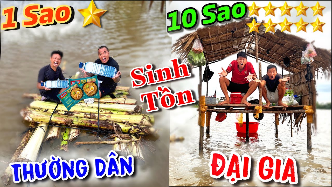 Thử Thách Cắm Trại Giàu Nghèo Sinh Tồn Trên Đồng Nước Phiên Bản Mới 1 Sao Và 10 Sao | Thánh Xàm Vlog
