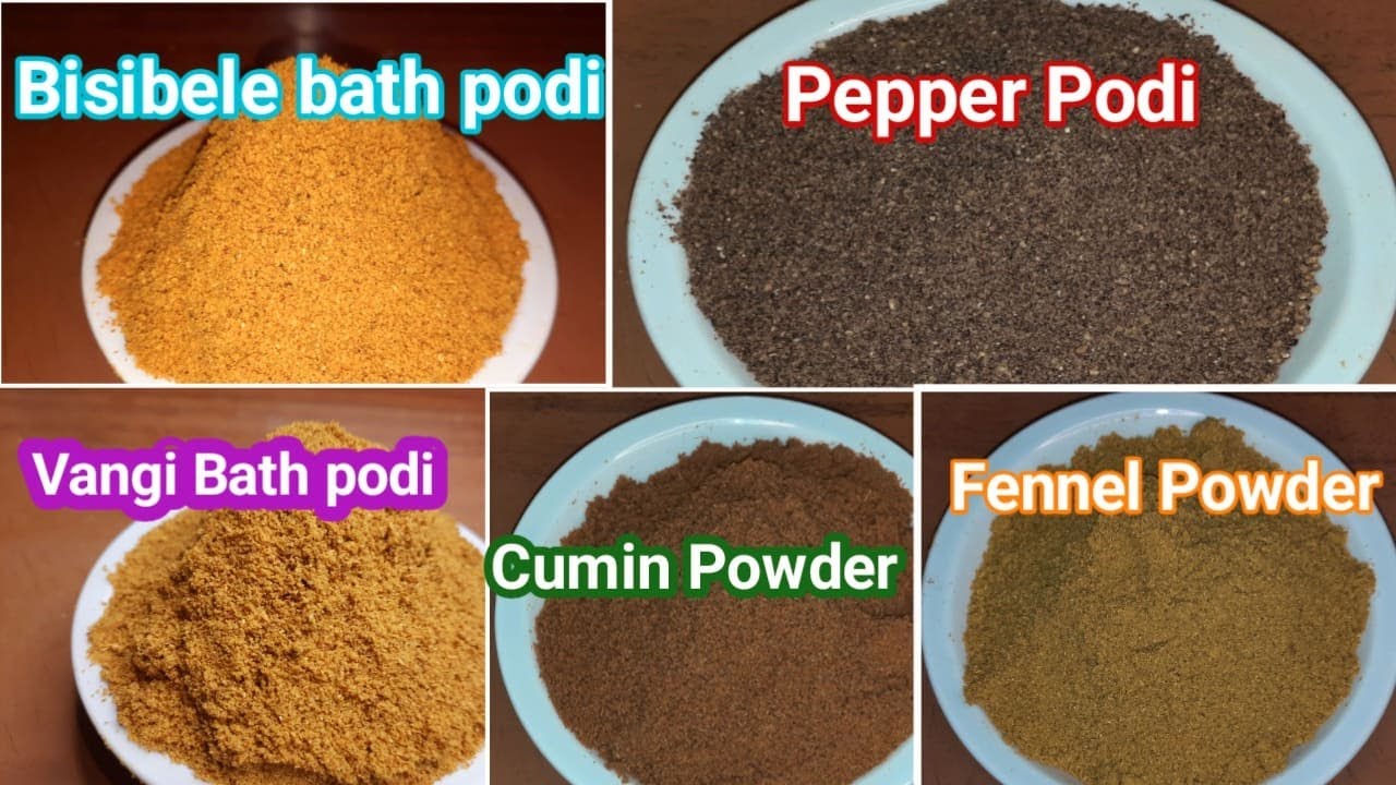 அத்தியாவசியமான ஐந்து வகை பொடிகள்| 5 kitchen podies Part 2 in tamil | Homemade organic samayal podies