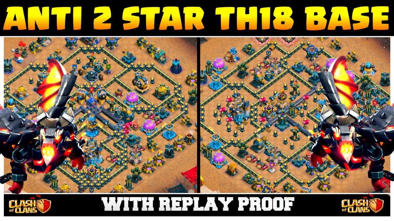 TOP 2 ONLY 1 STAR! Town Hall 18  Bases | 1 Star Proof TH18  CWL + WAR Base With Link + Replay