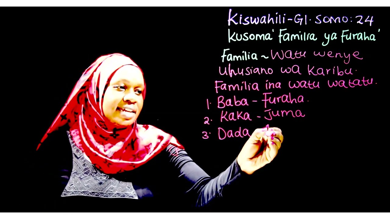 Gredi 1 Kiswahili Mwalimu Rehema Somo la 24: Kusoma (Familia ya furaha)