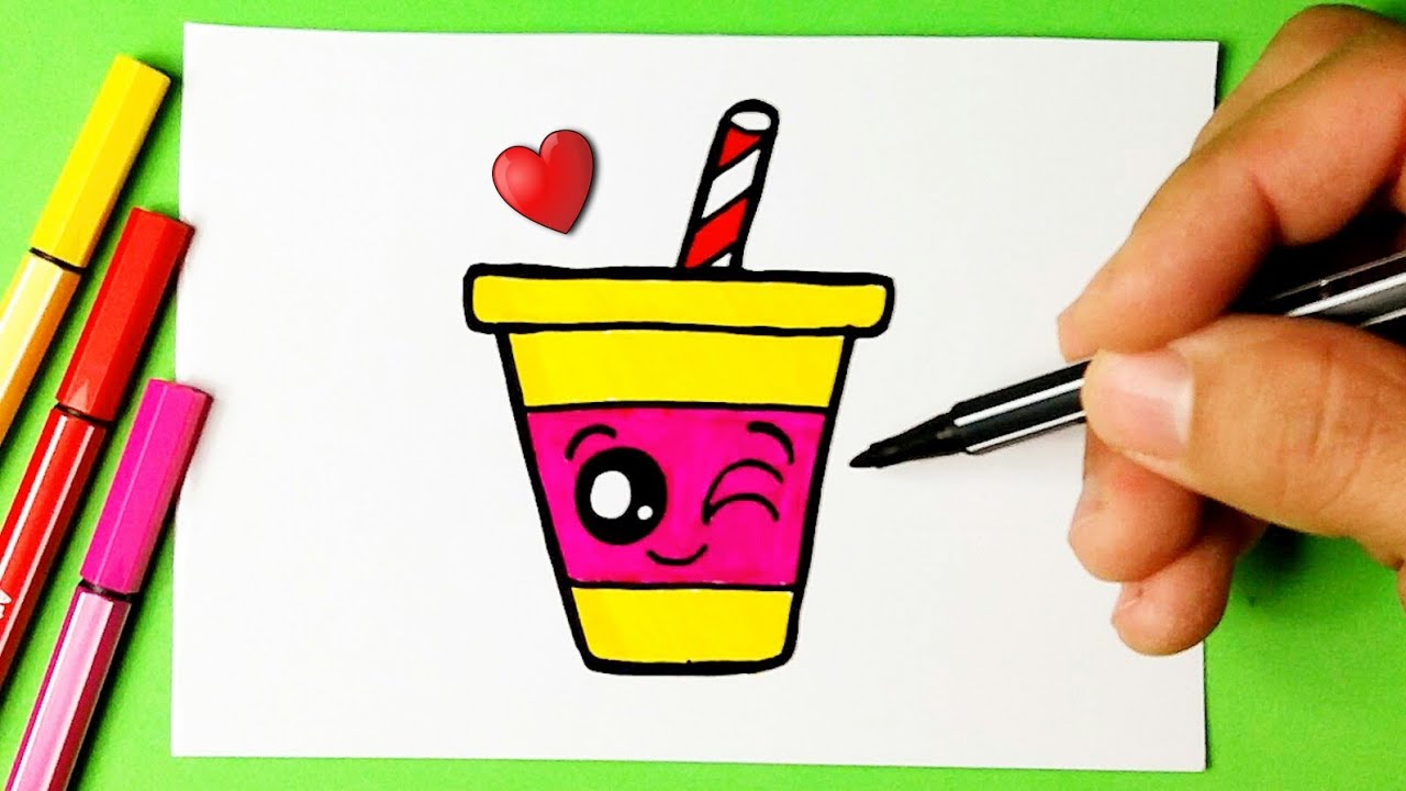 Como desenhar Bebida KAWAII fofo milk shake ❤ Desenhos Bonitos - Desenho para Desenhar