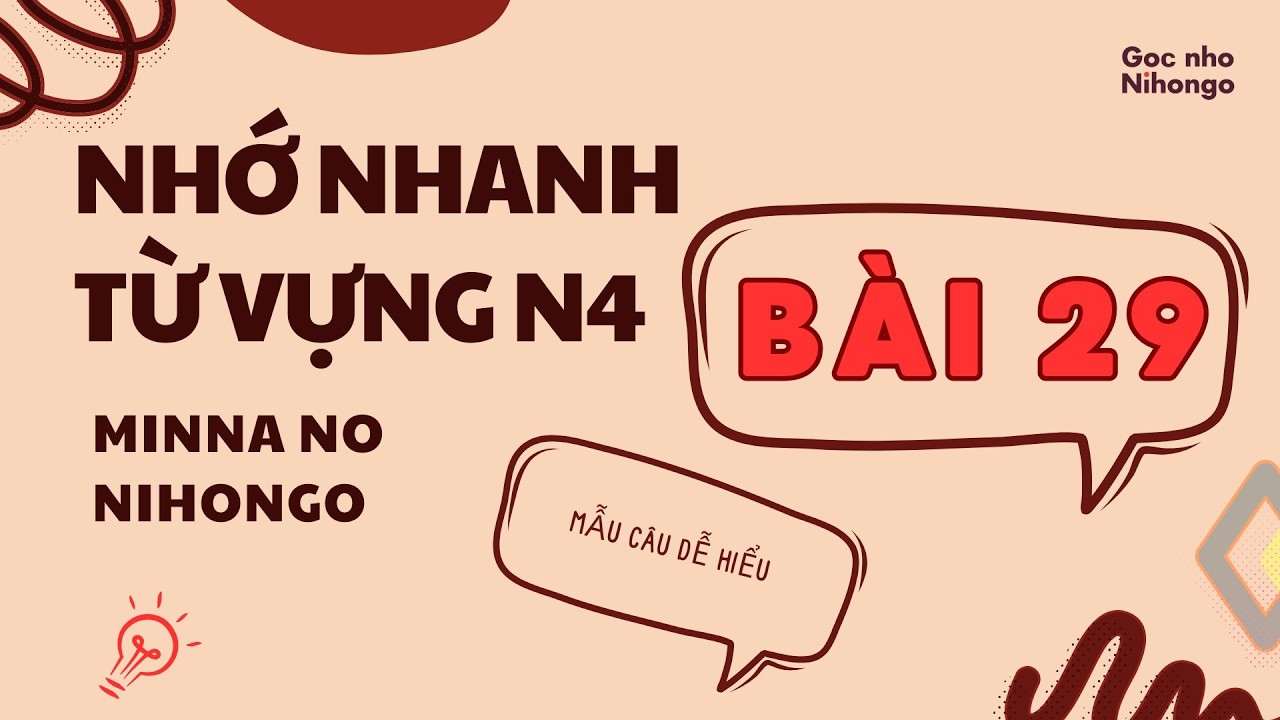 Nhớ nhanh Từ vựng N4 Bài 29 | Minna no Nihongo | Mẫu câu dễ hiểu