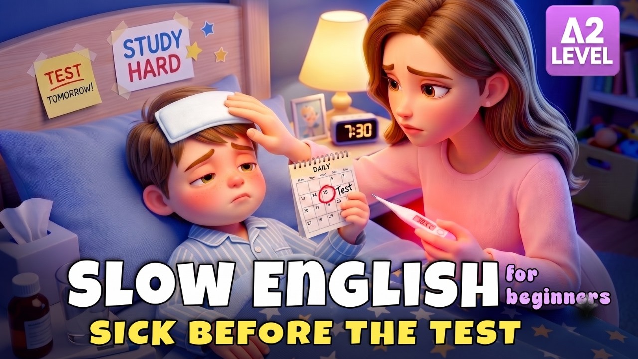 FAKED Being SICK 5 Minutes Before the Big Exam! I Slow English Listening for Beginners (A1&ndash;A2)